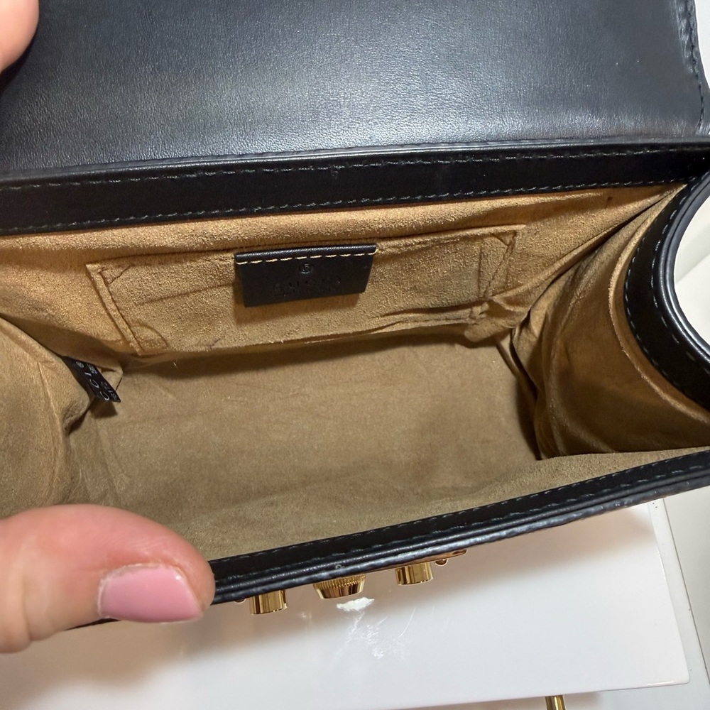 Gucci GG Monogram Black/Tan Padlock Bag - Picture 10 of 12